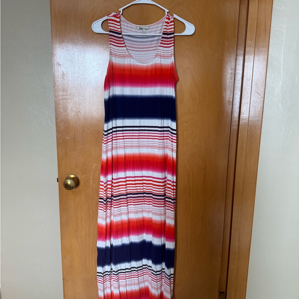 💥LAST CHANCE💥 Bass Striped Sleeveless Maxi Dress in Red, Navy & White